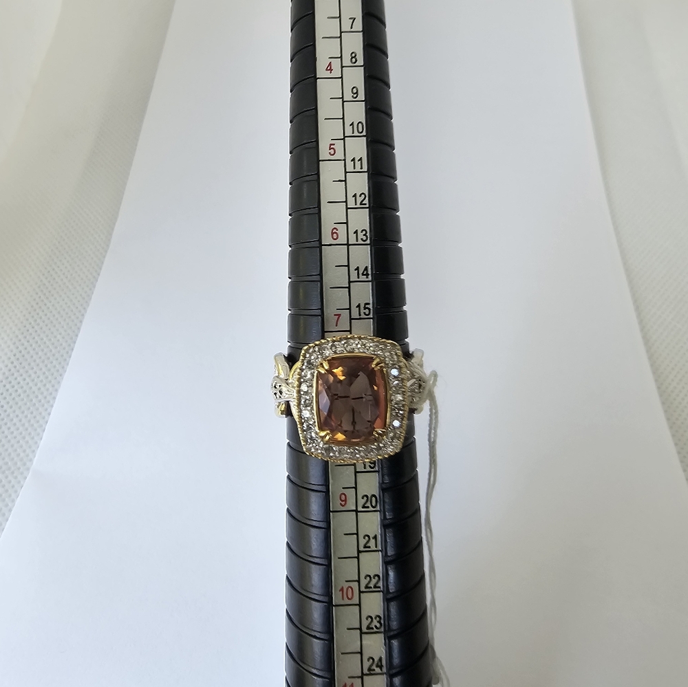 Natural Morganite & Diamond Palladium Sterling Silver 18k Ring Size 7.5! NEW - Picture 11 of 15